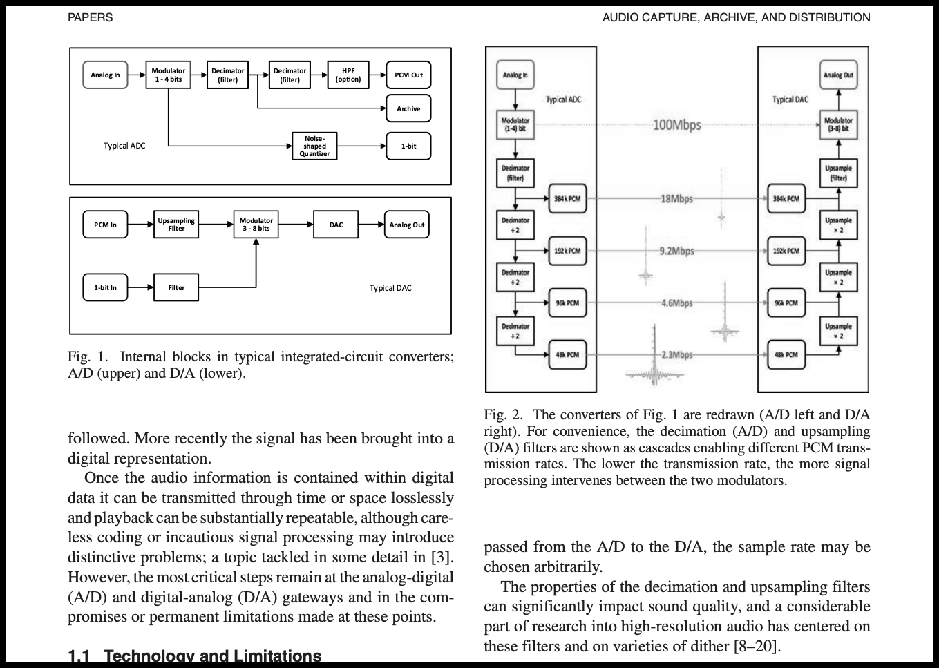 Technical white paper preview showing digital audio diagrams and workflow text