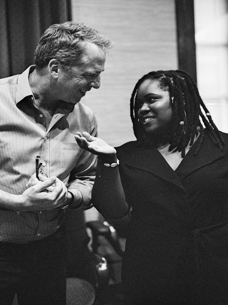 Spencer Chrislu with Zara McFarlane during studio session